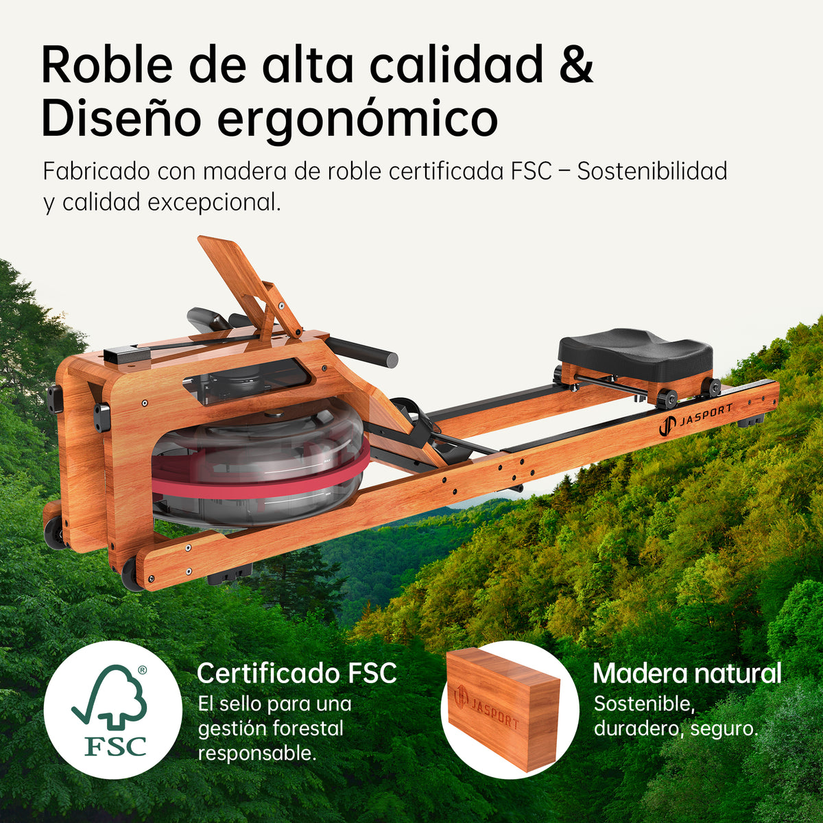 JASPORT R3 Máquina de Remo de Agua Plegable para Casa (Cerezo)