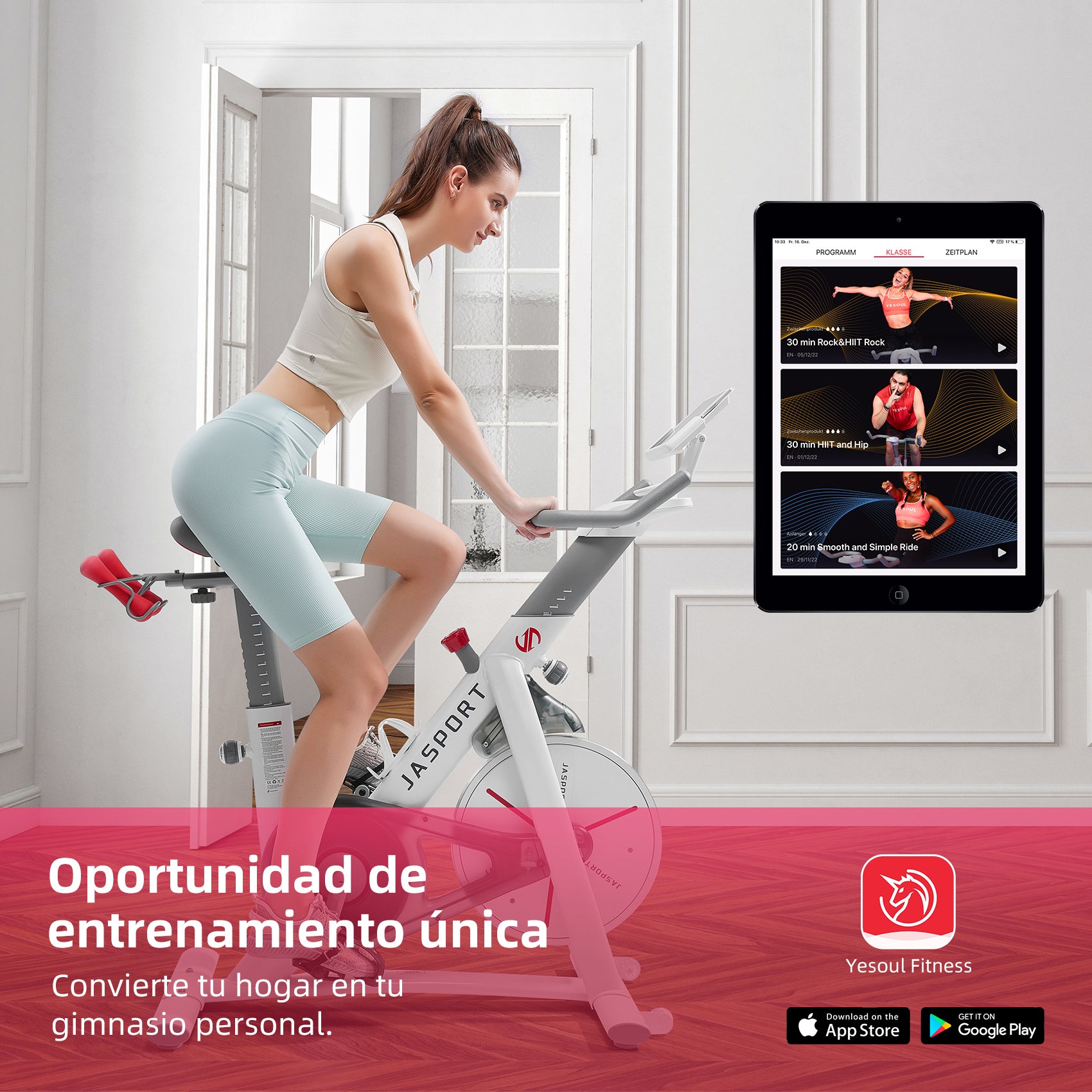 JASPORT S3 Bicicleta indoor inteligente – Blanco