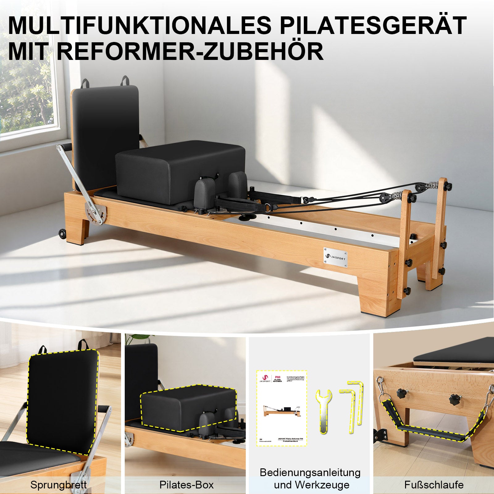 JASPORT P80 Reformer Pilates de madera de haya