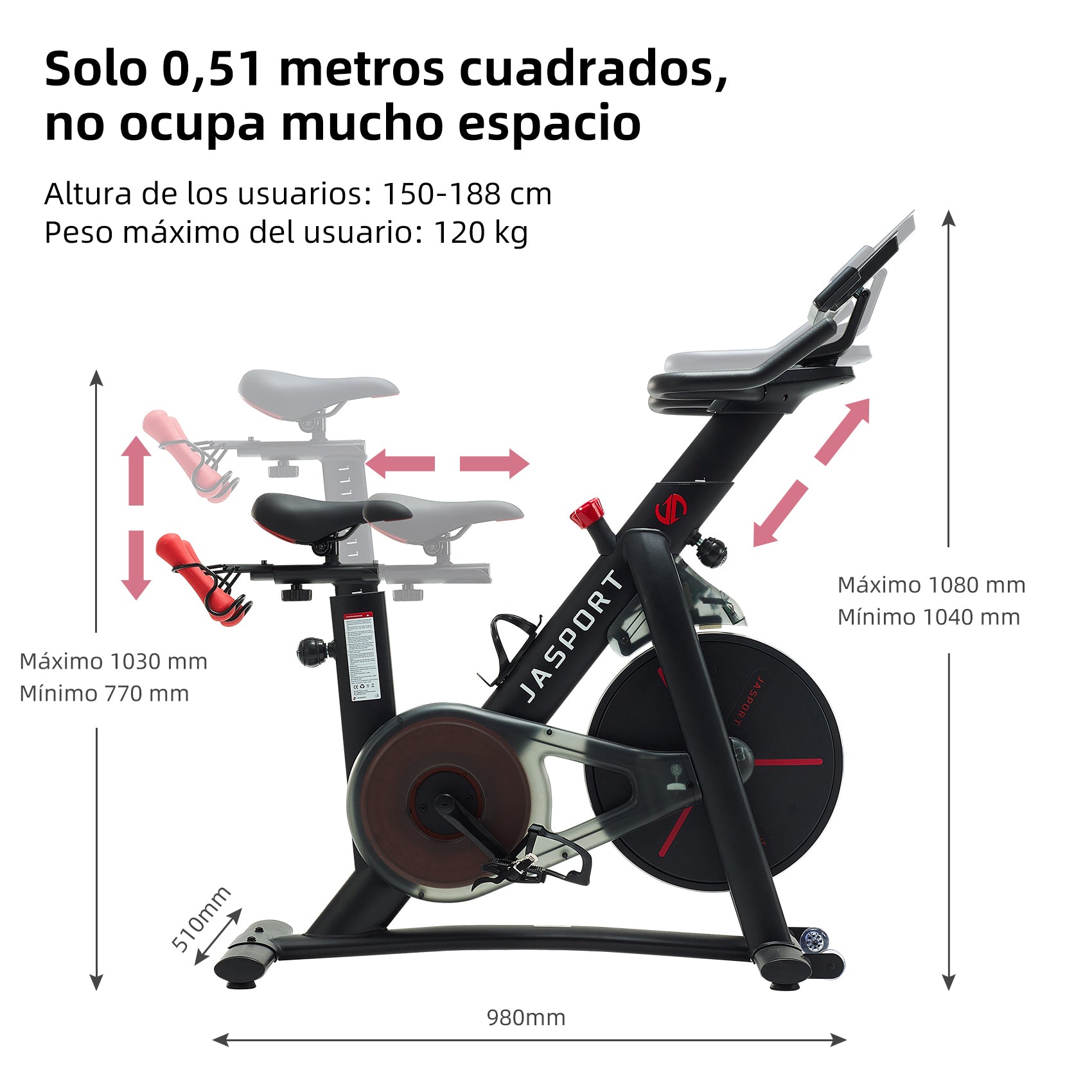 JASPORT S3 Bicicleta indoor inteligente – Negro