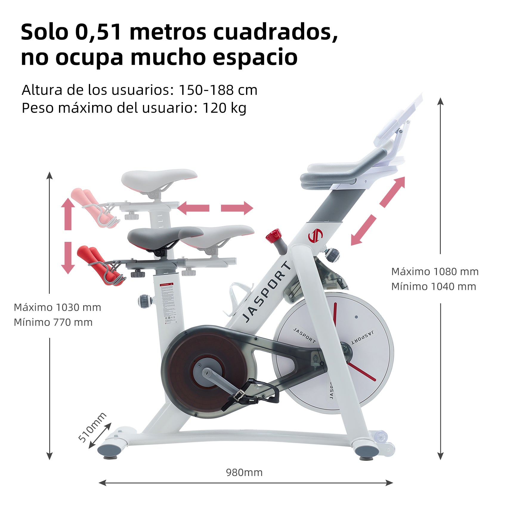 JASPORT S3 Bicicleta indoor inteligente – Blanco