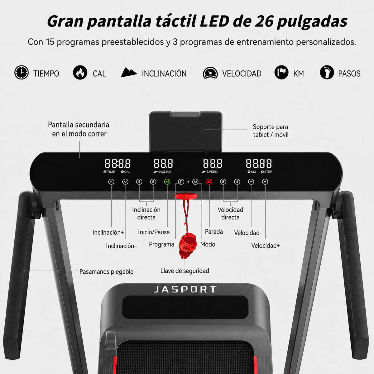 Cinta de correr 2 en 1 JASPORT GL3H para uso doméstico