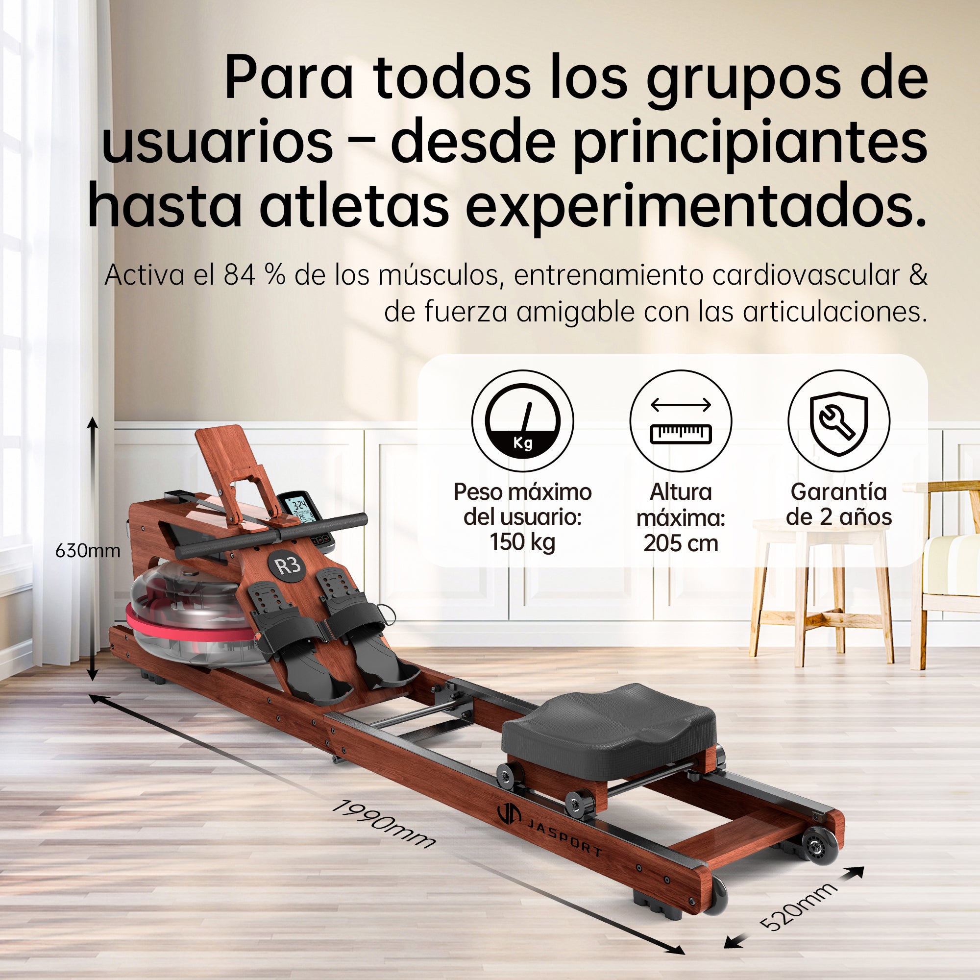 JASPORT R3 Máquina de Remo de Agua Plegable para Casa (Sapeli)