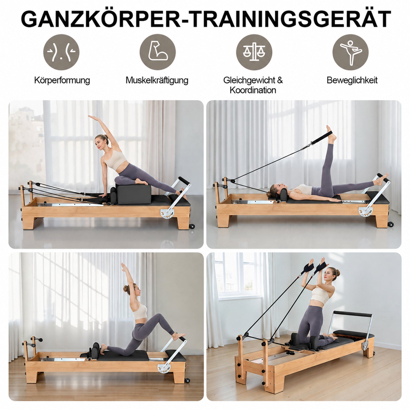 JASPORT P80 Reformer Pilates de madera de haya