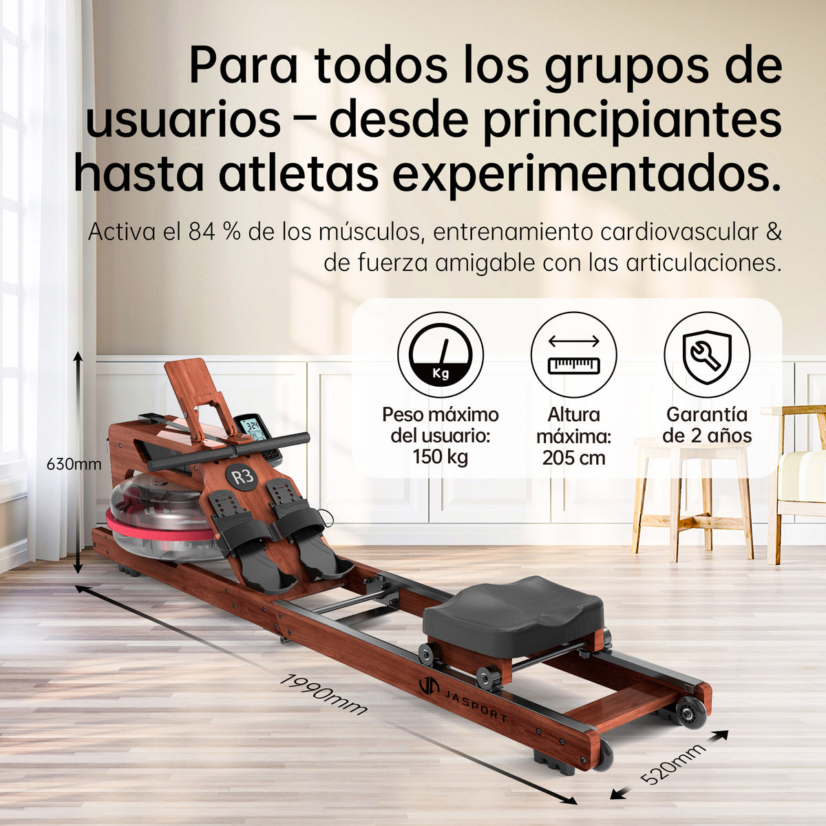 JASPORT R3 Máquina de Remo de Agua Plegable para Casa (Sapeli)