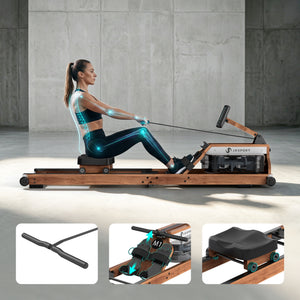 JASPORT M1 Máquina de remo de agua plegable para casa – Color nogal